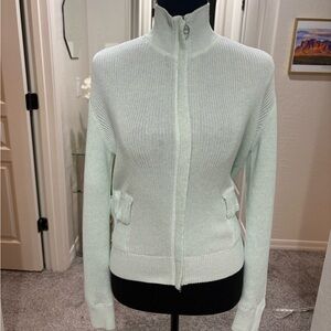 Brunello Cucinelli mint green 100% cotton zip up jacket. Made in Italy